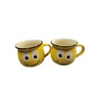 Ceramic Emoji Smiley Coffee Mug Tea Cup with Handle (Yellow, Medium Size, 150ml)